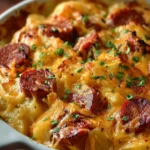 Kielbasa Sausage Cheesy Potato Casserole First Image