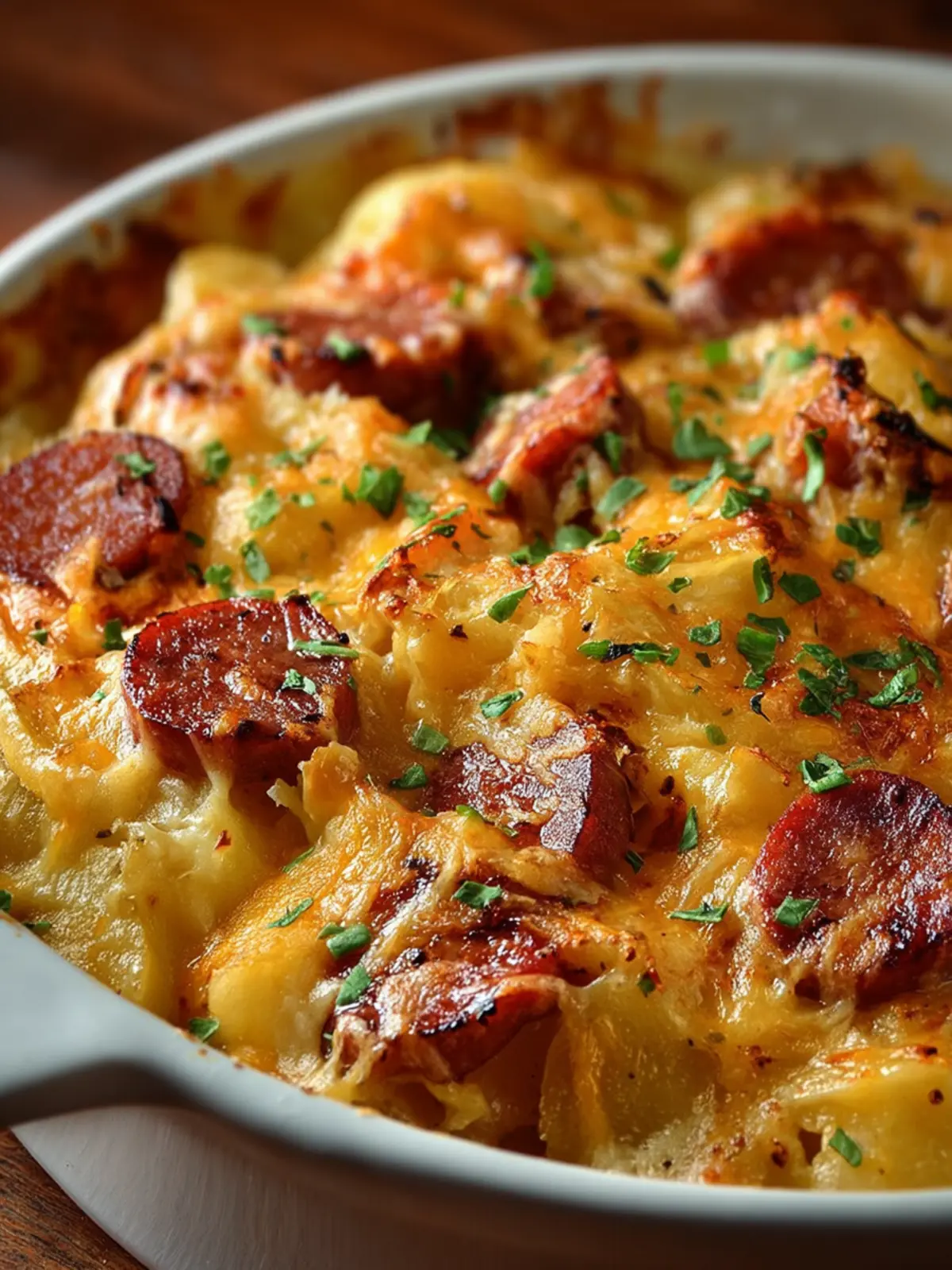 Kielbasa Sausage Cheesy Potato Casserole First Image
