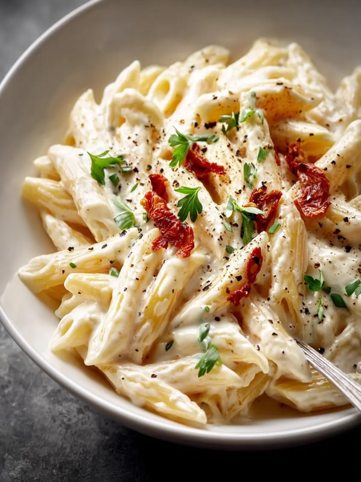 Creamy White Sauce Penne Pasta First Image