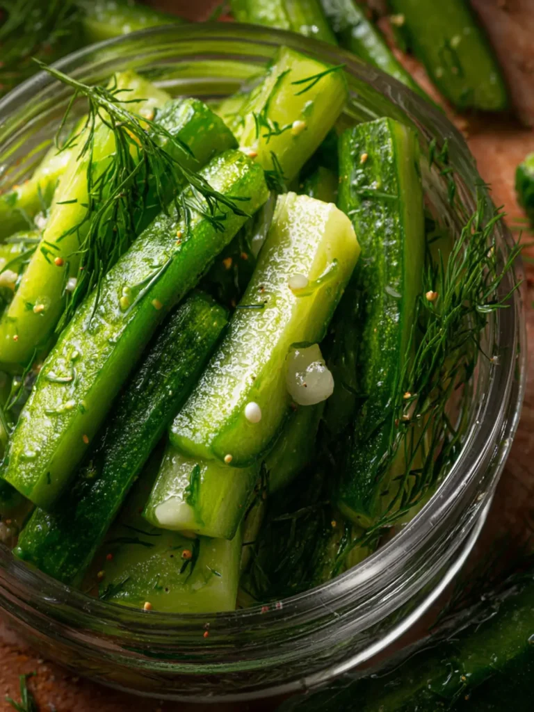 Marinated Cucumbers (Garlic Dill Cucumber Spears) First Image