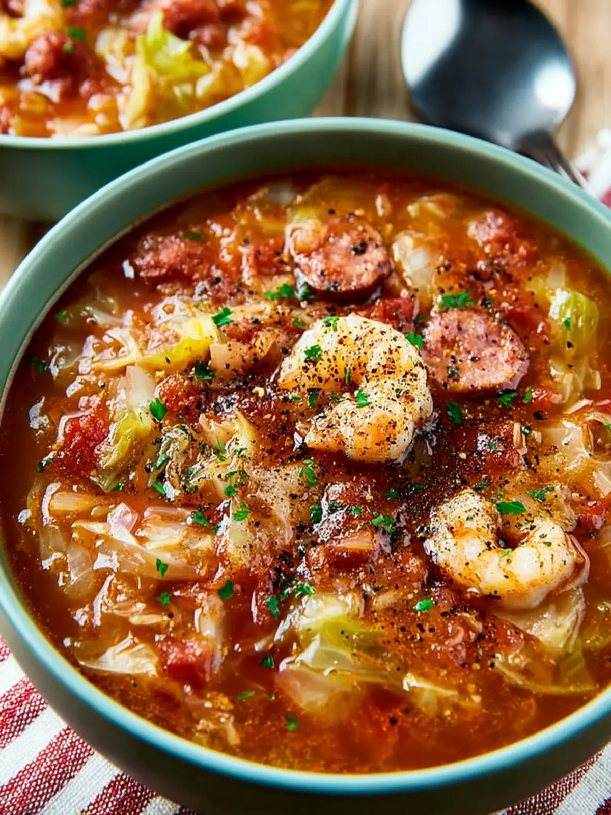 Slow Cooker Cabbage and Sausage Soup First Image