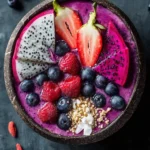 Delightful Mixed Berry Smoothie Bowl with Dragon Fruit First Image