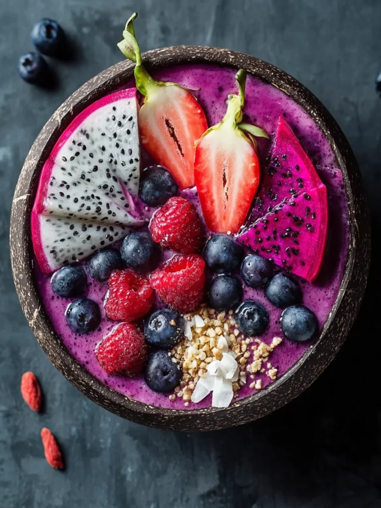 Delightful Mixed Berry Smoothie Bowl with Dragon Fruit First Image