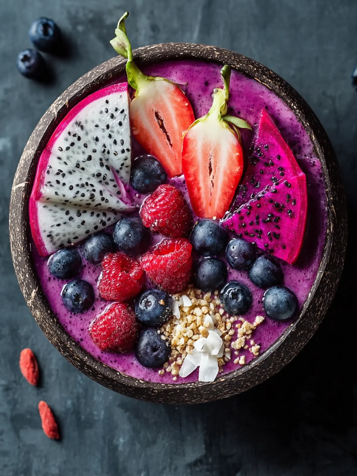 Delightful Mixed Berry Smoothie Bowl with Dragon Fruit First Image