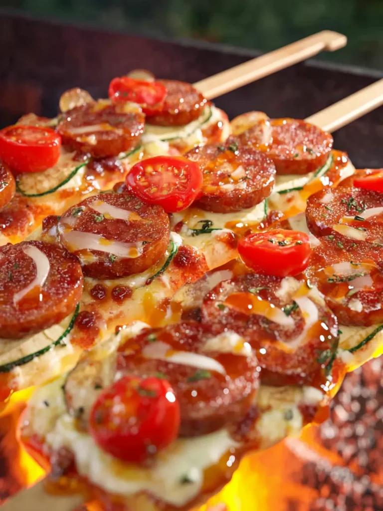Hot Honey Pizza Sausage Skewers First Image