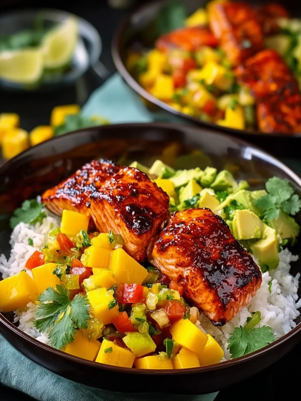 Irresistible BBQ Salmon Bowls with Mango-Avocado Salsa First Image