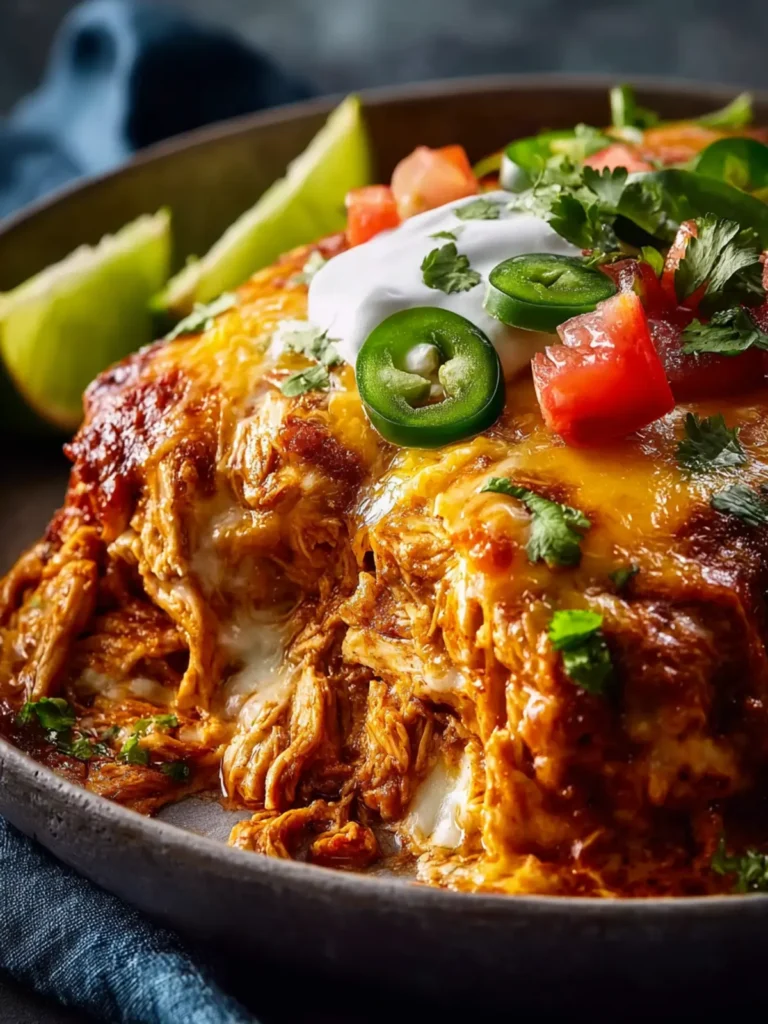 Slow Cooker Chicken Enchilada Casserole First Image