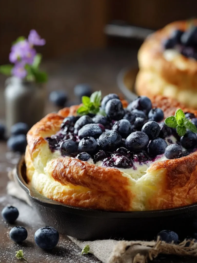Low-Calorie Cottage Cheese Cloud Bread with Blueberries First Image