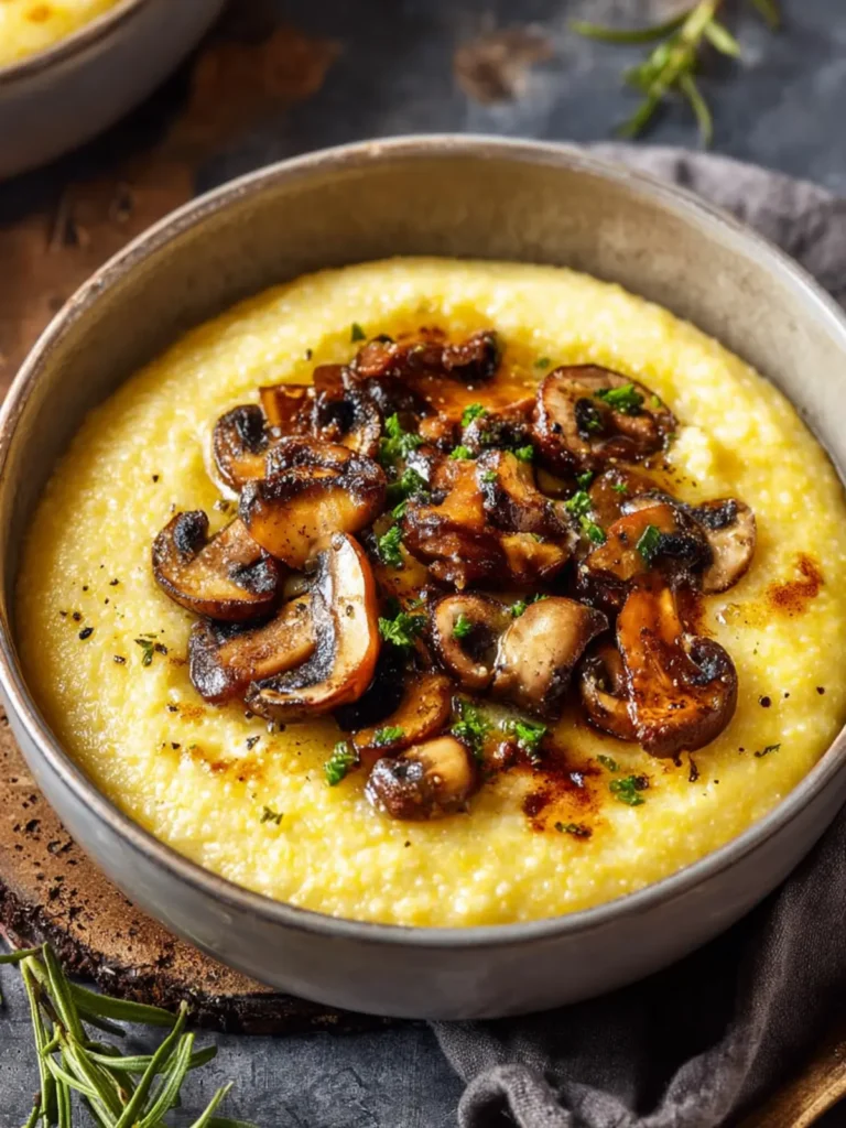 Creamy Garlic Polenta With Mushrooms First Image