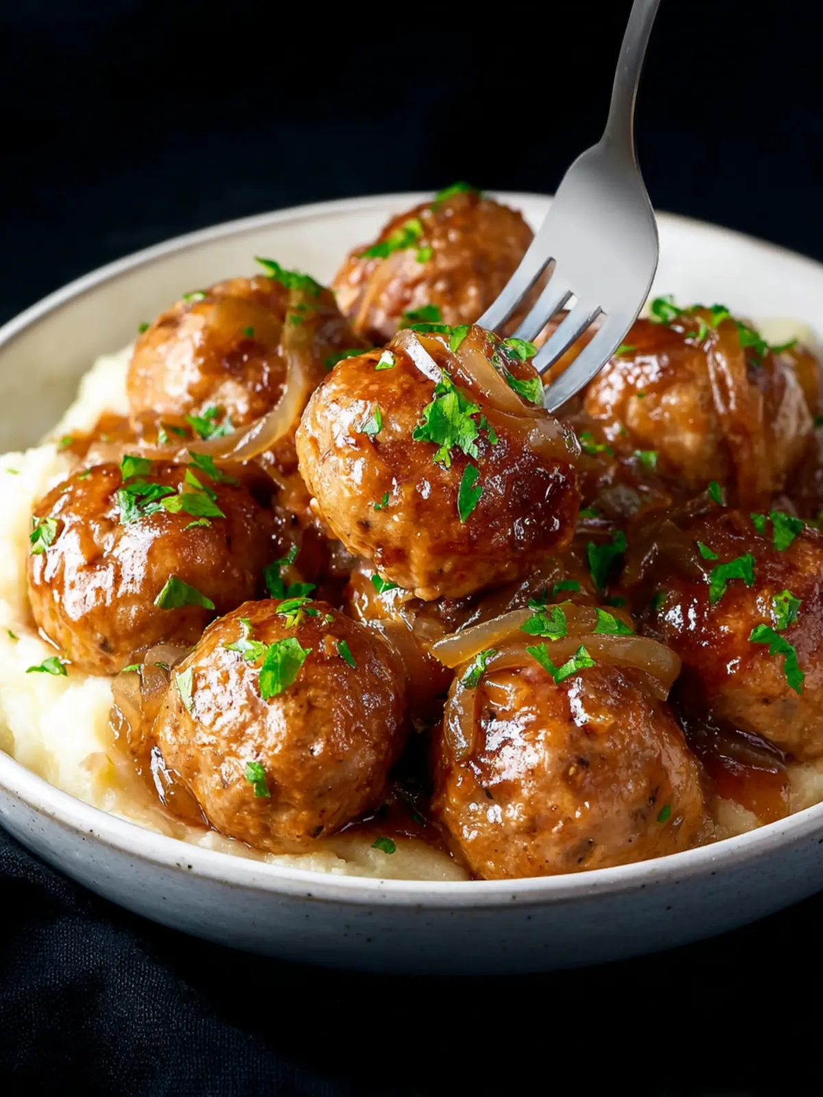 Crockpot French Onion Meatballs First Image