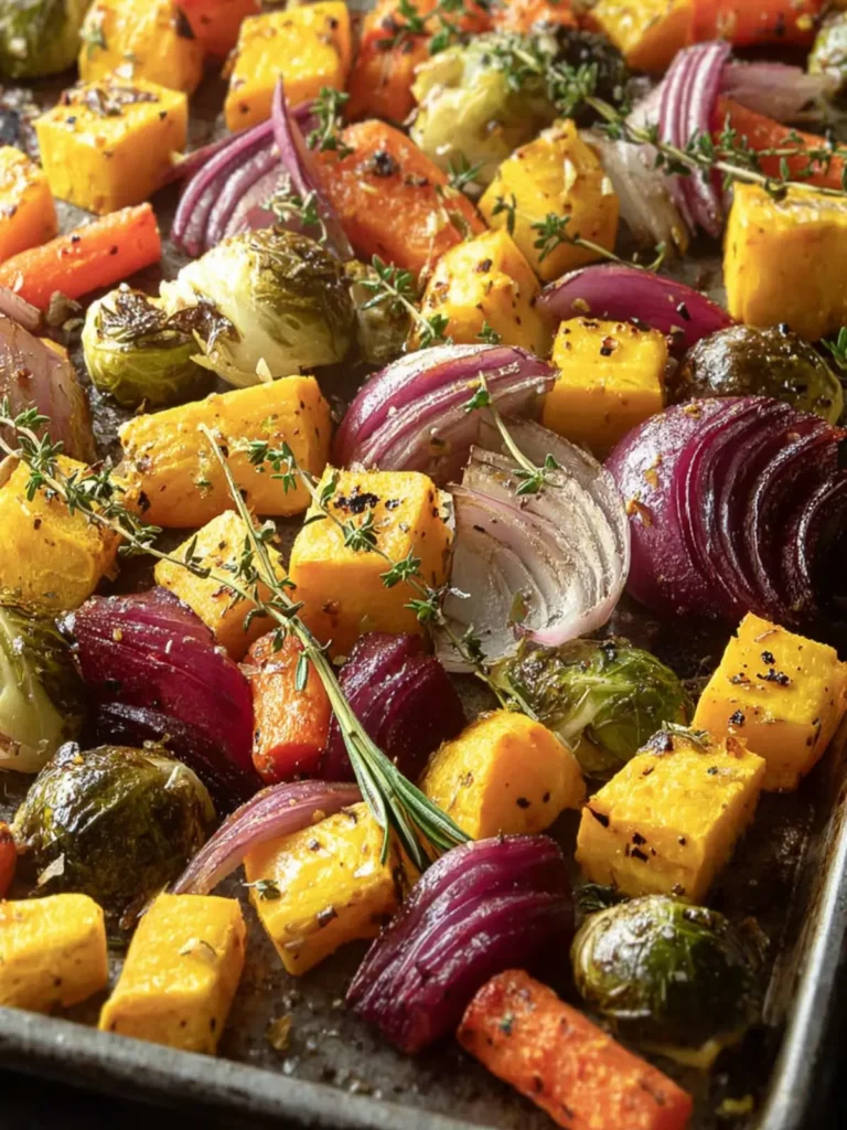 Easy Fall Roasted Vegetables with Thyme and Rosemary First Image