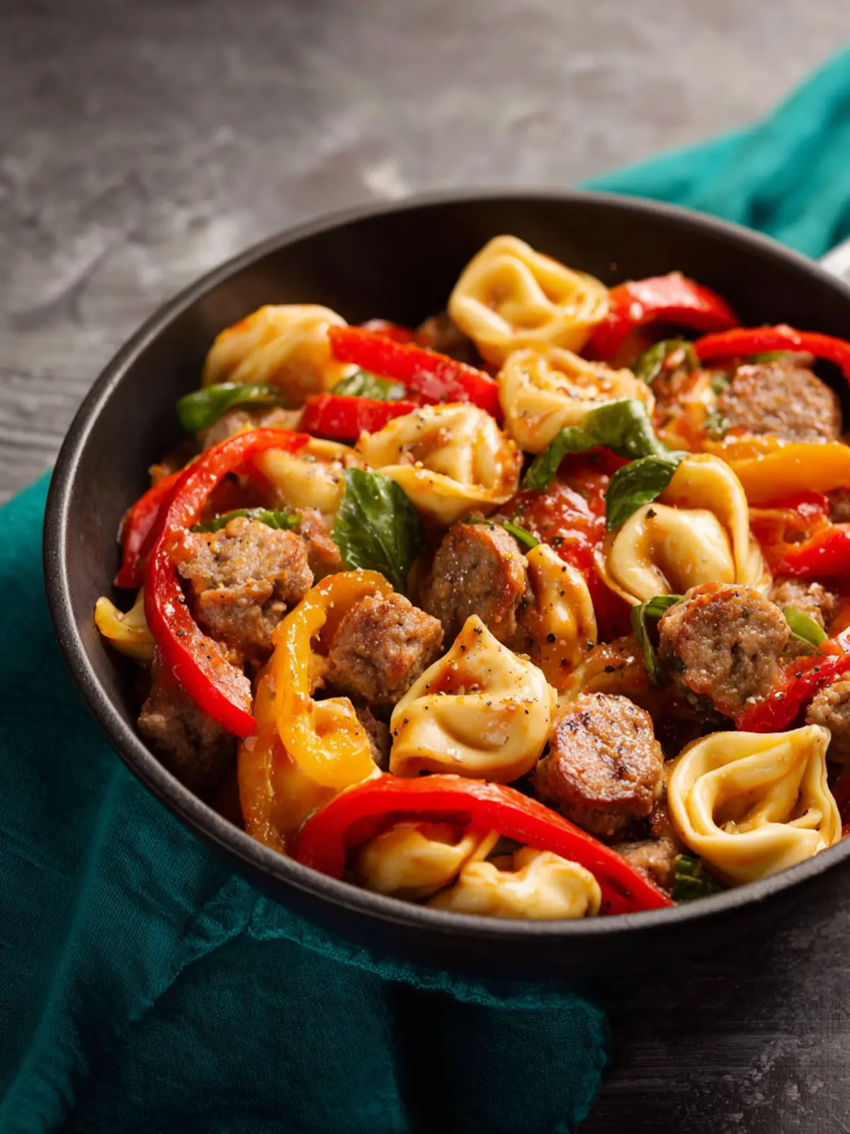 Sausage Tortellini Skillet with Peppers First Image