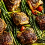 Sheet Pan Chicken Thighs and Asparagus First Image