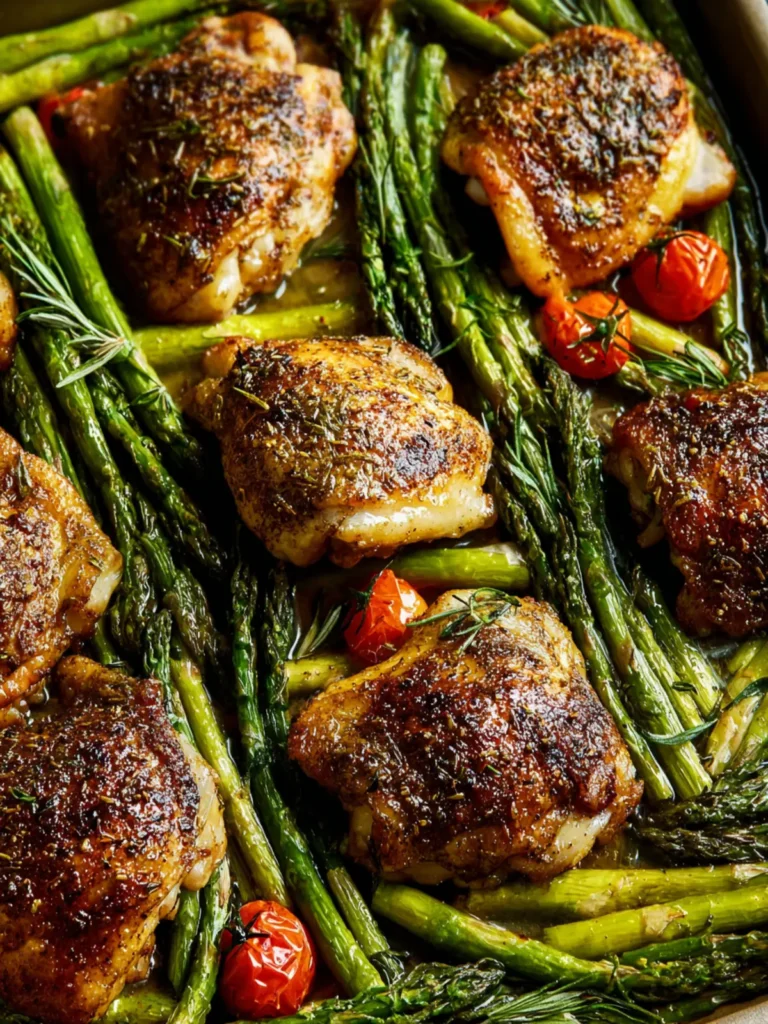 Sheet Pan Chicken Thighs and Asparagus First Image