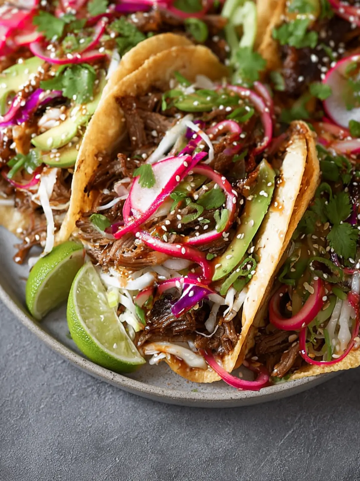 Lime Teriyaki Shredded Beef Tacos First Image
