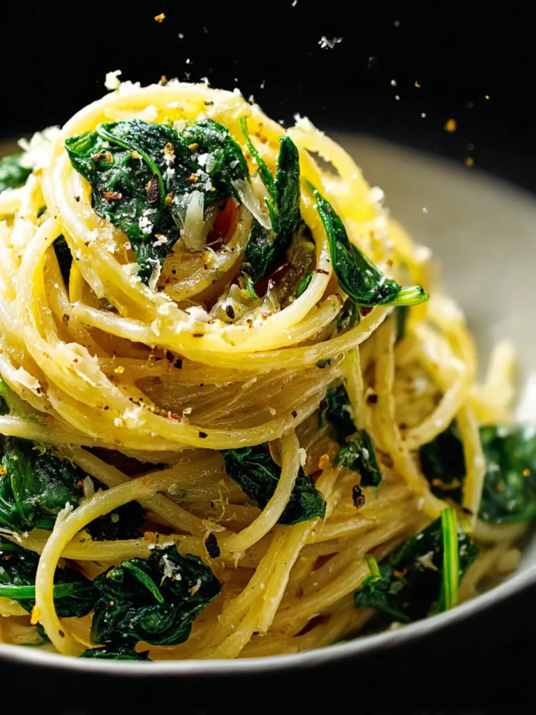 lemon butter spinach spaghetti First Image